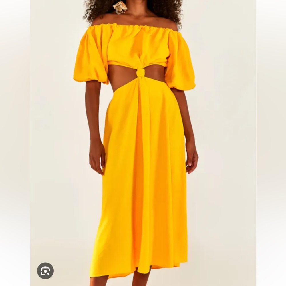 white christmas dresses Orange Gradient Stripes Maxi Dress – FARM Rio main image 1